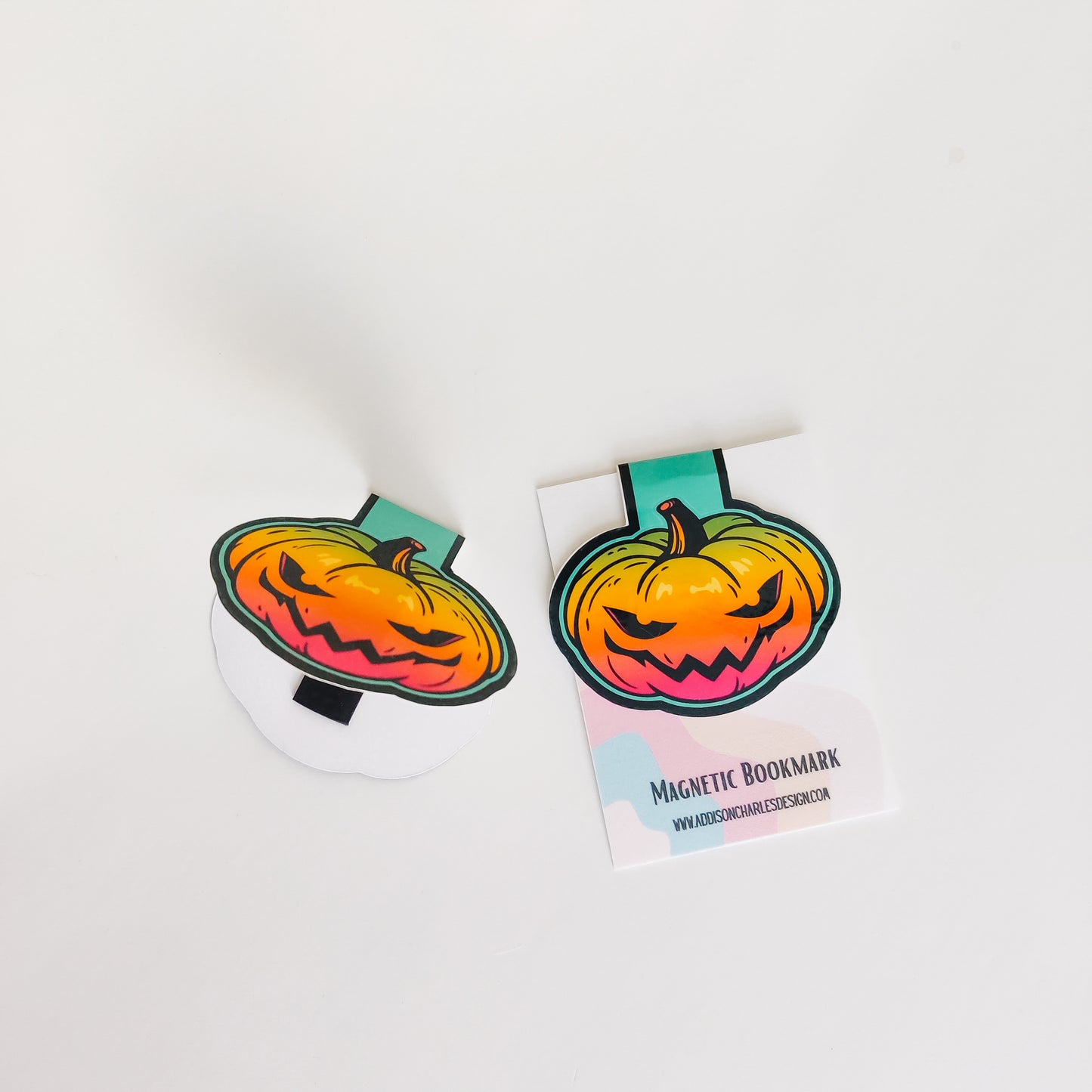 Neon Pumpkin Magnetic Bookmark