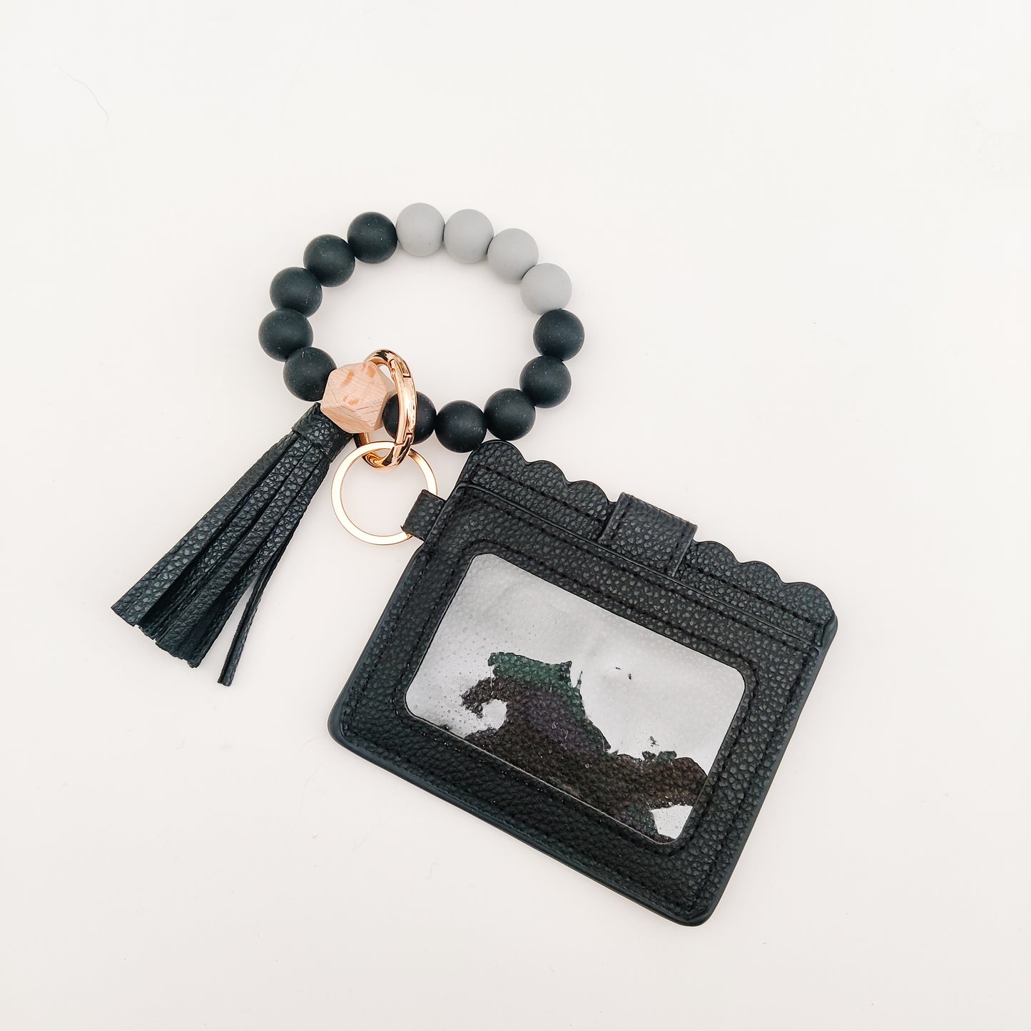Black Beaded Wallet Wristlet