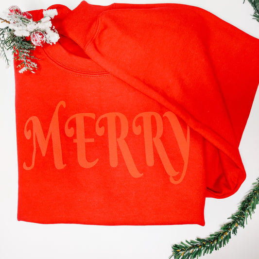 Merry Puff Letter Sweatshirt