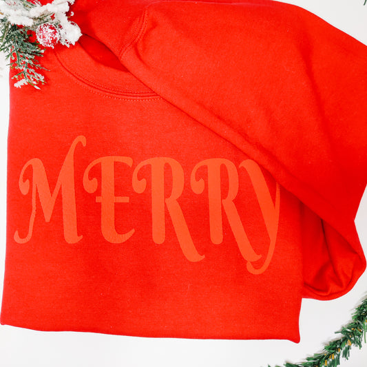 Merry Puff Letter Sweatshirt