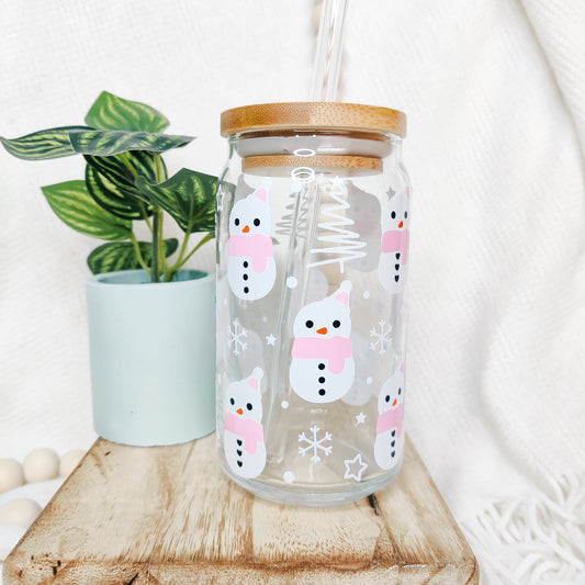 Snowmen Can Glass Cup