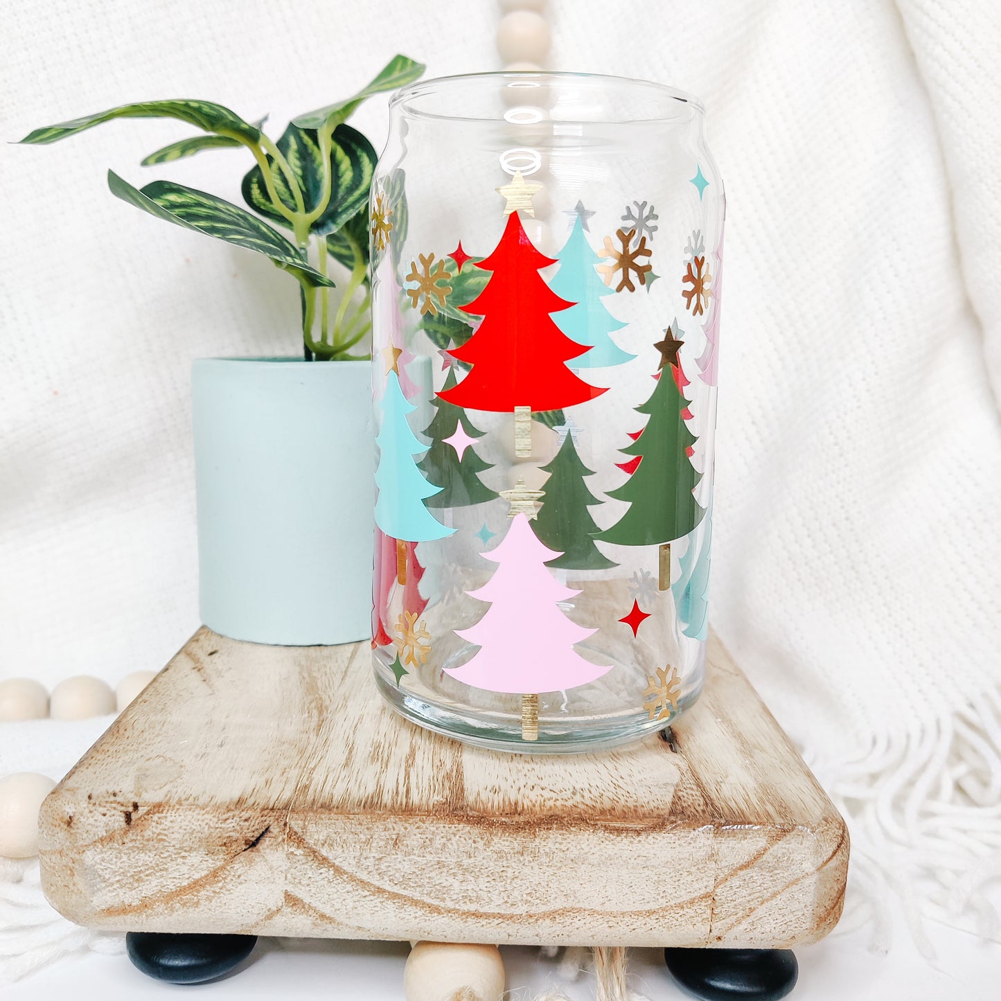 Glistening Treetop Can Glass Cup