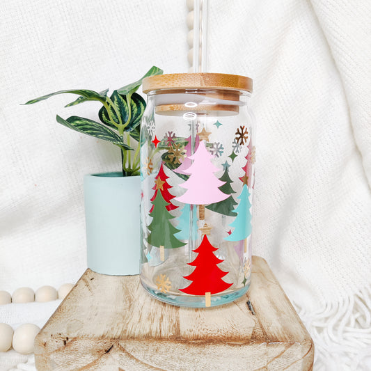 Glistening Treetop Can Glass Cup