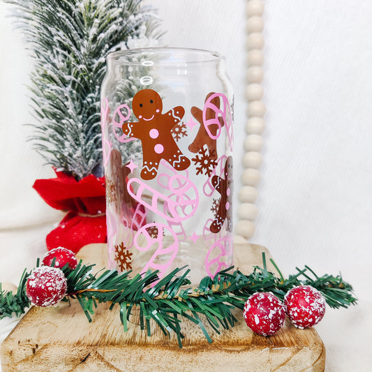 Gingerbread Men Can Glass Cup