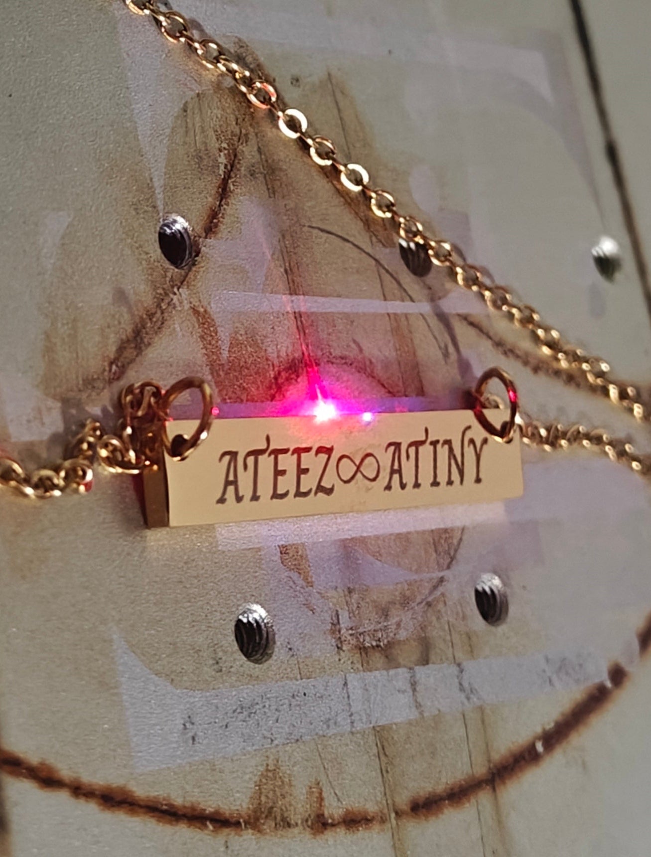 Engraved Ateez Atiny Bar Necklace