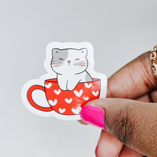 Cat in Mug Sticker