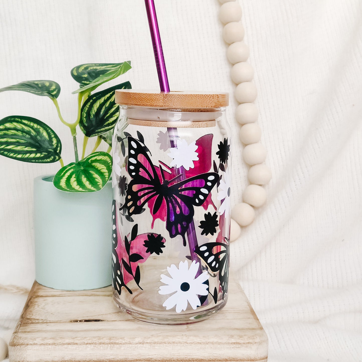Butterfly Can Glass Cup