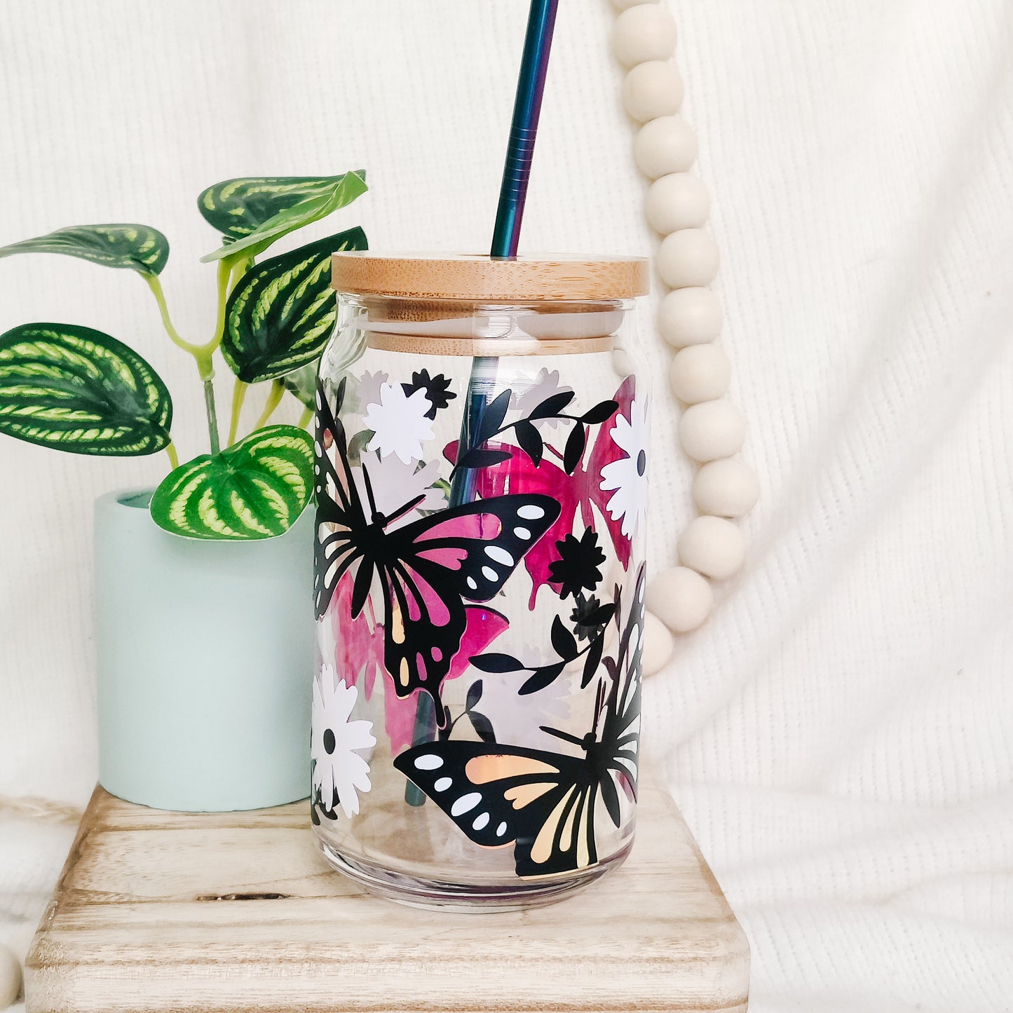 Butterfly Can Glass Cup