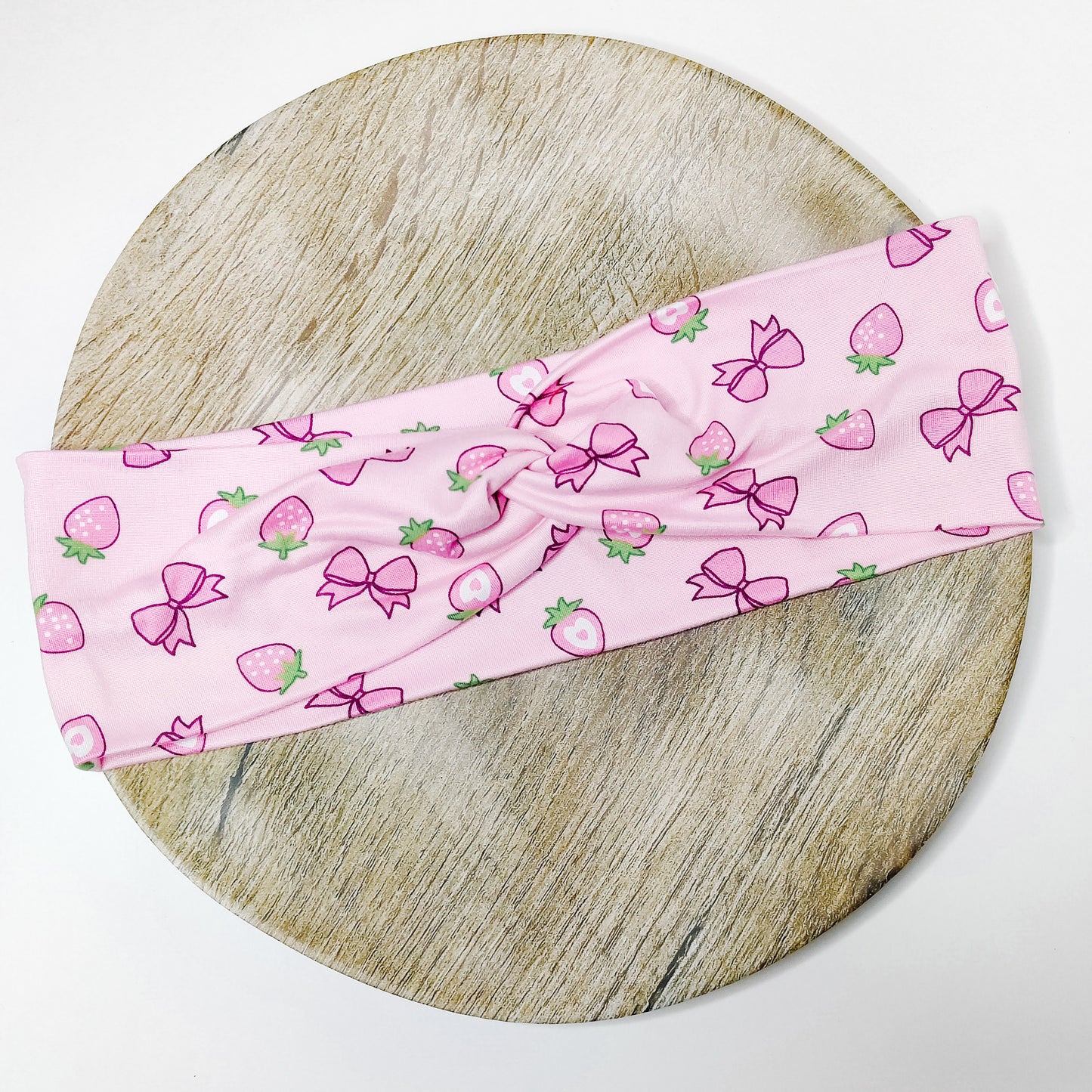 Strawberry and Bows Faux Knot Headband