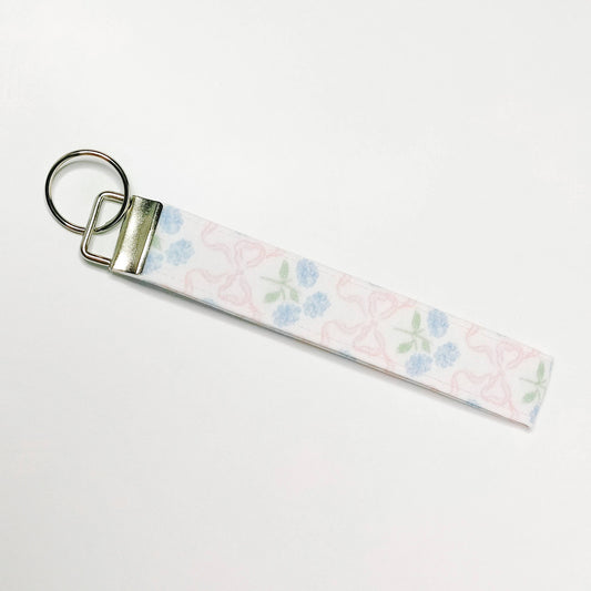 Hydrangeas and Bows Keychain Wristlet