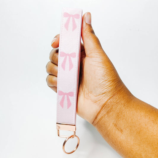 Pink Bows Keychain Wristlet