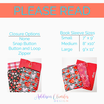Hearts and Stripes Book Sleeve