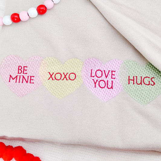 Conversation Hearts Embroidered Sweatshirt