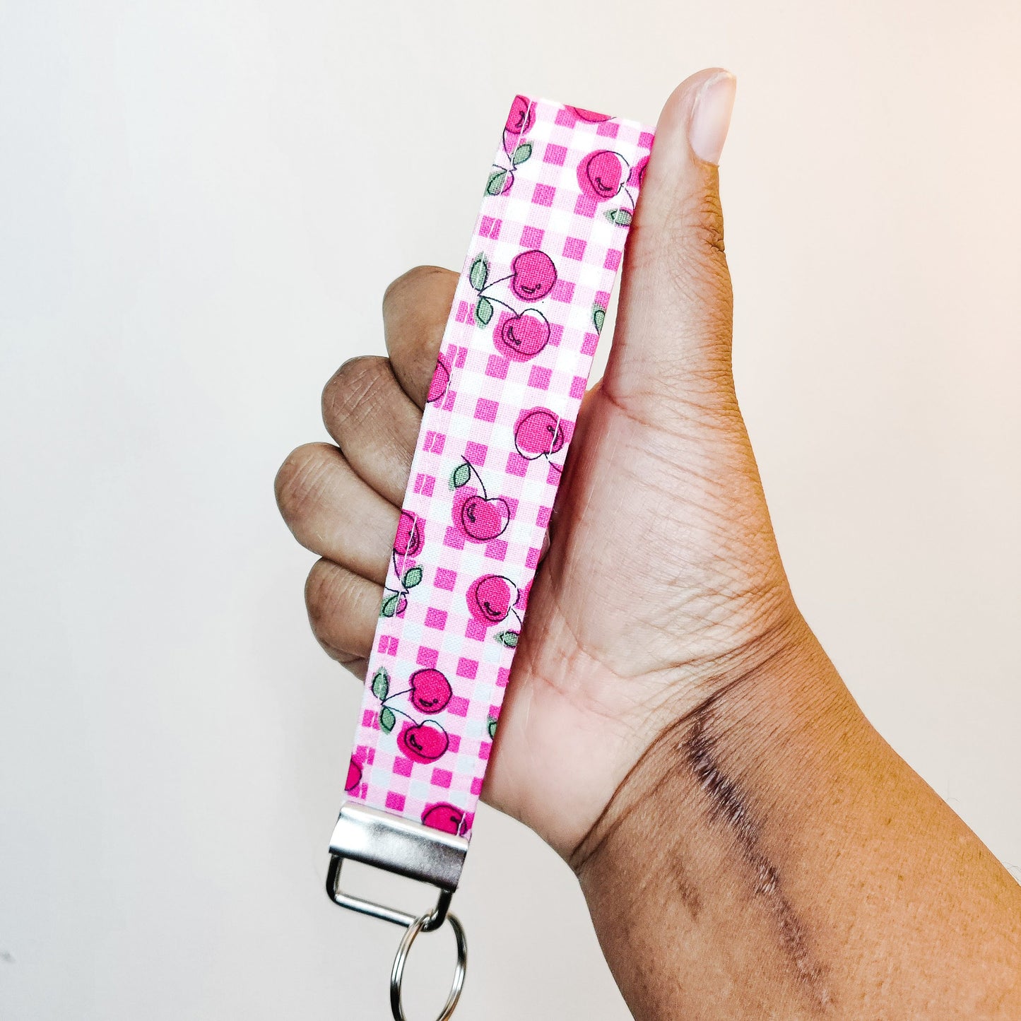 Gingham Cherries Keychain Wristlet