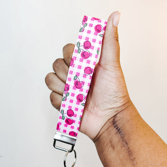 Gingham Cherries Keychain Wristlet