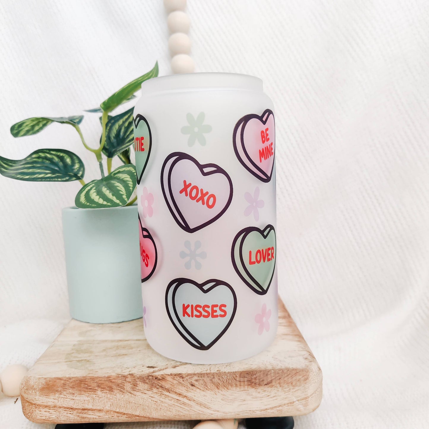 Conversation Hearts Can Glass Cup