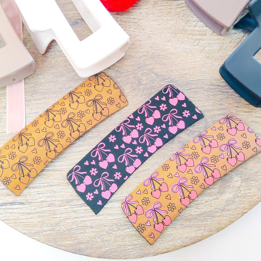 Engraved Cherries Claw Clip