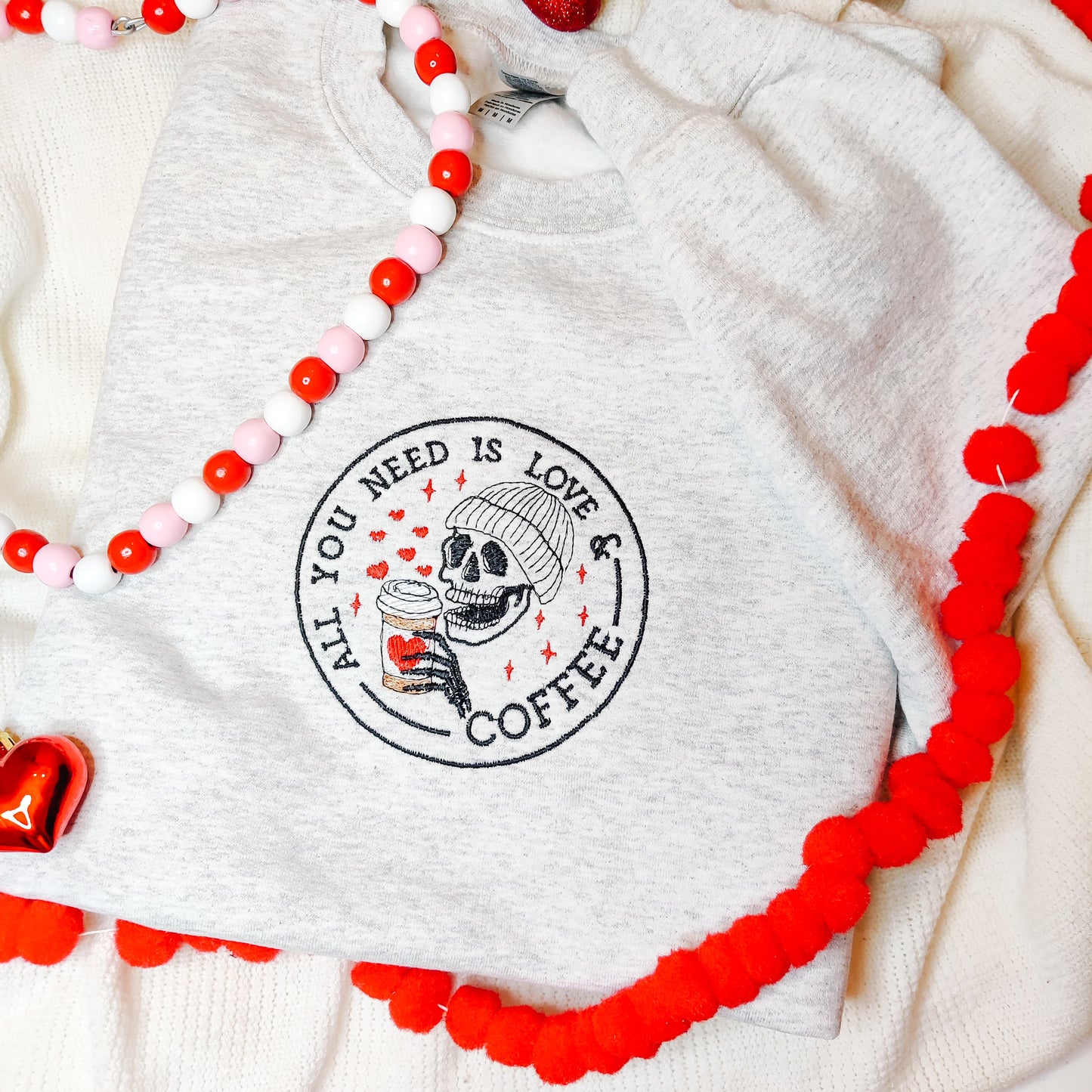 Love and Coffee Embroidered Sweatshirt