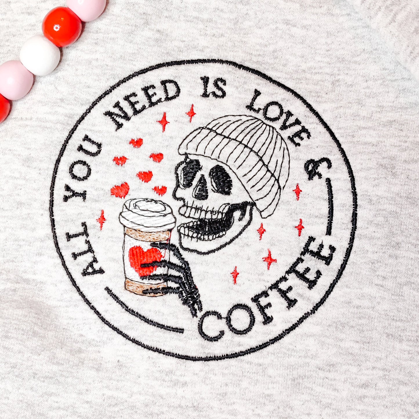 Love and Coffee Embroidered Sweatshirt