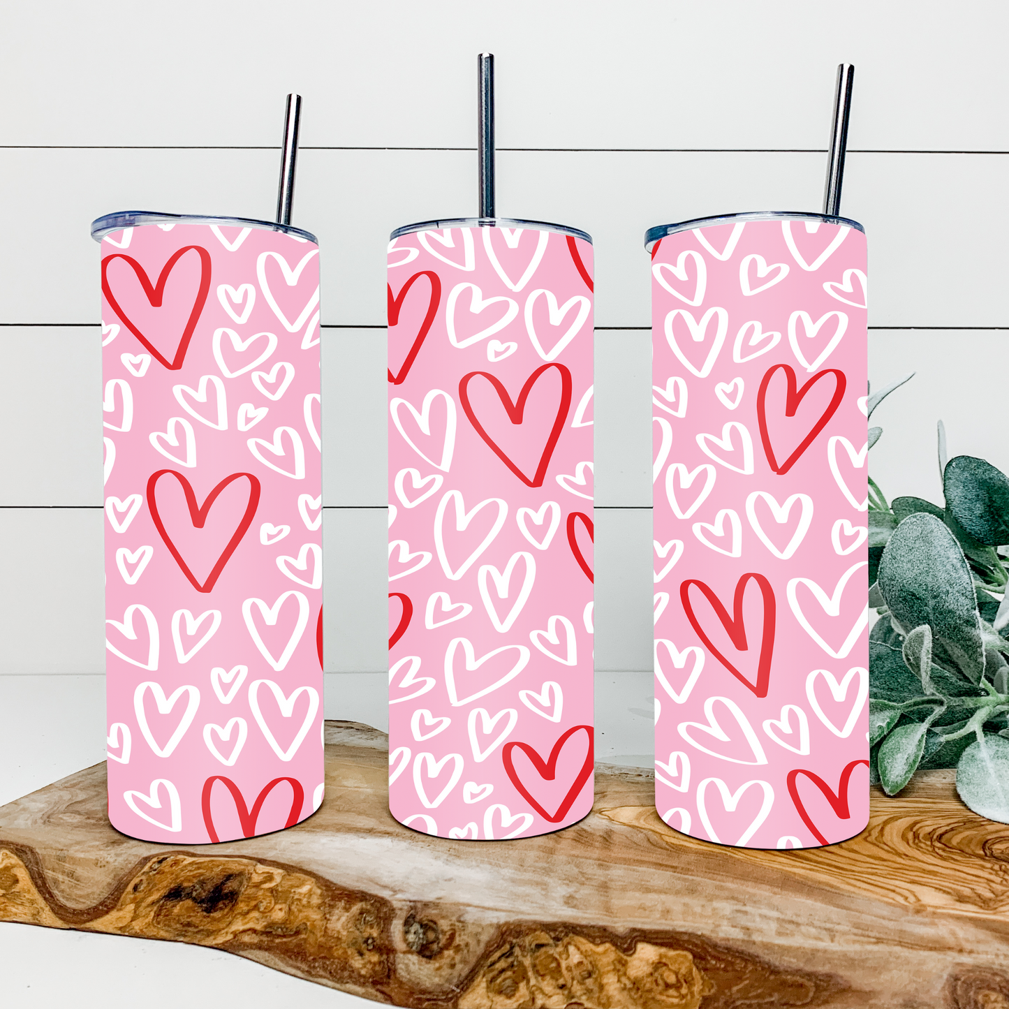 Pink and Hearts 20 oz Tumbler