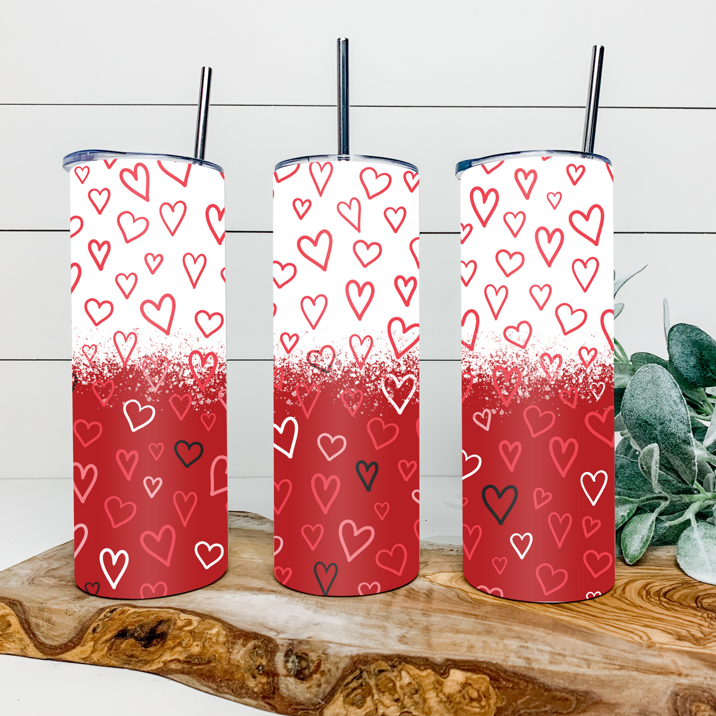 Red Faux Glitter Half 20 oz Tumbler