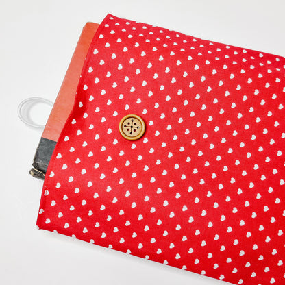 Hearts on Red Book Sleeve