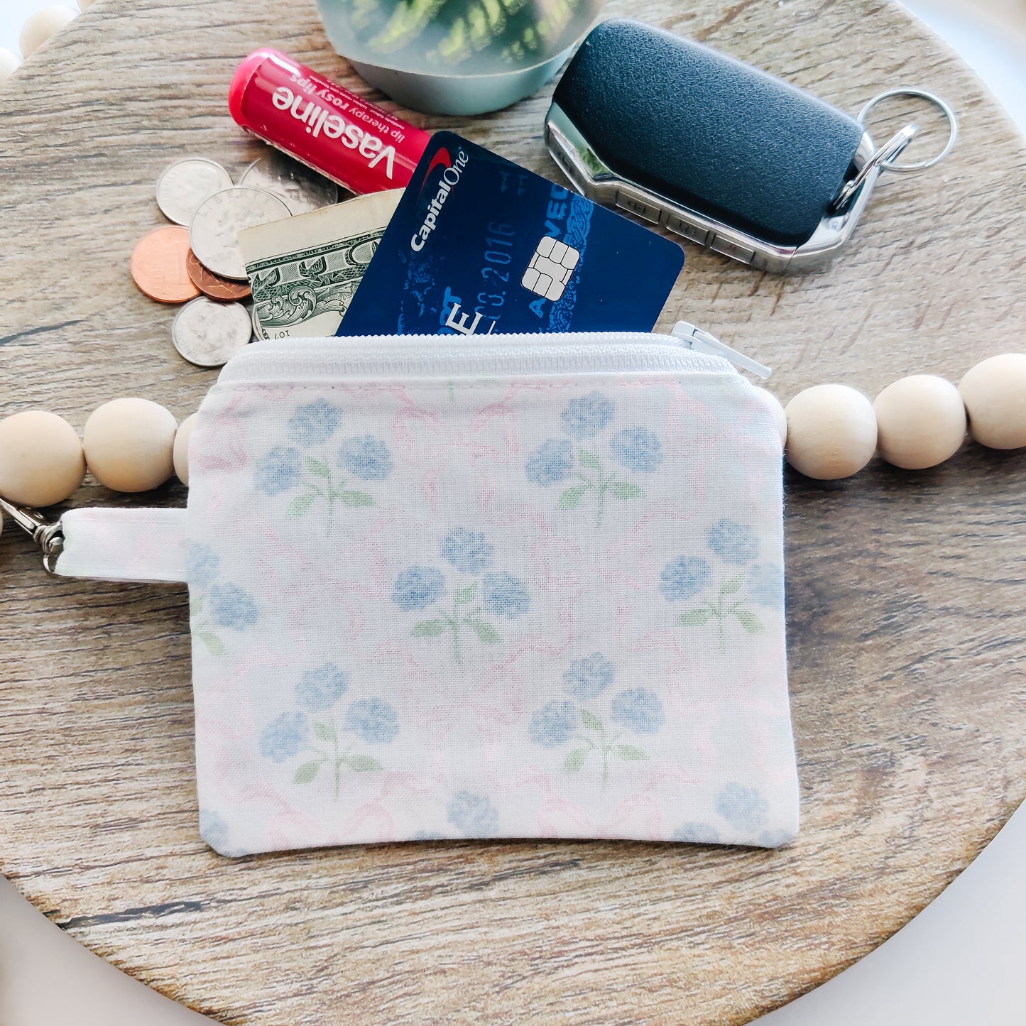 Hydrangeas and Bows Zipper Pouch