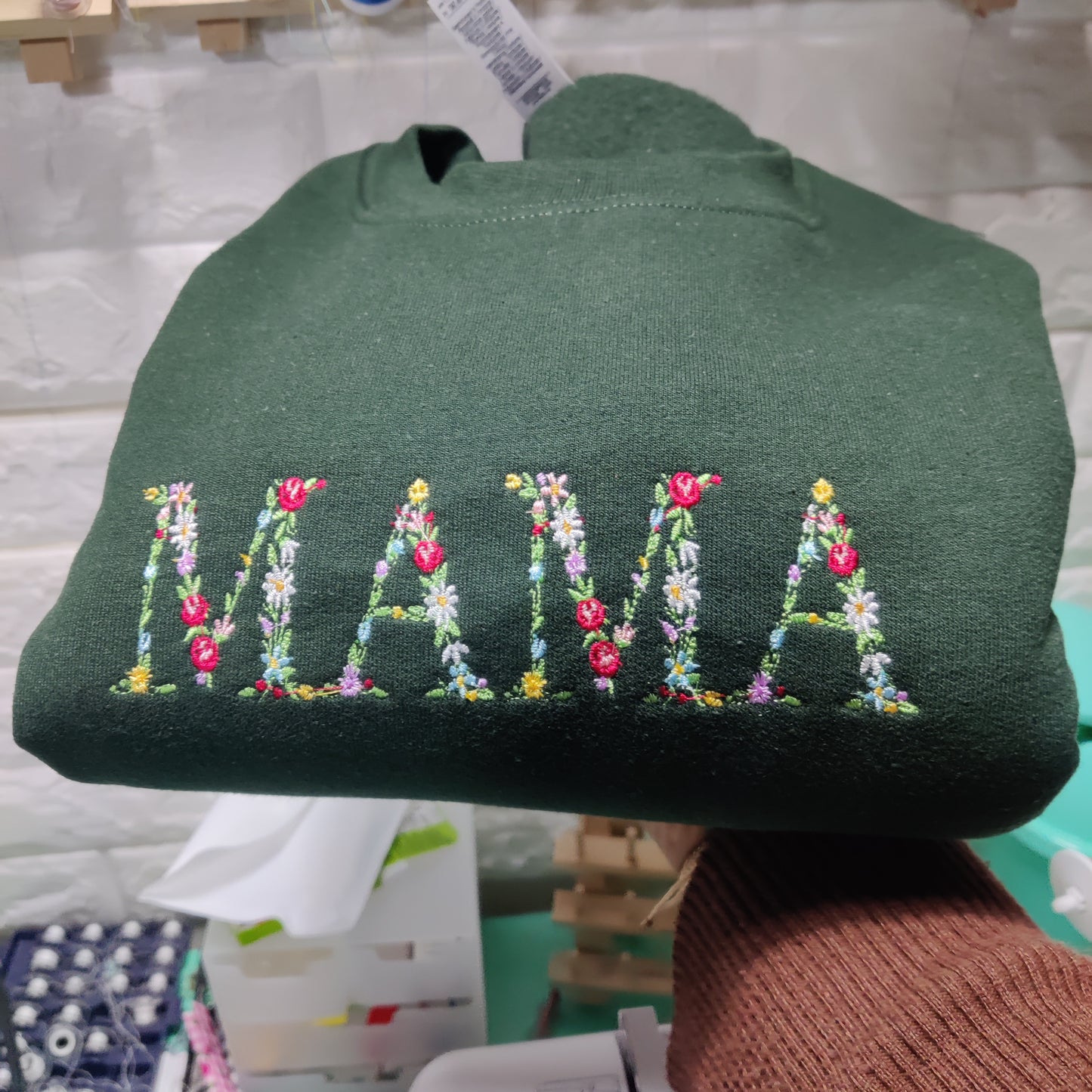 MAMA Floral Embroidered Sweatshirt