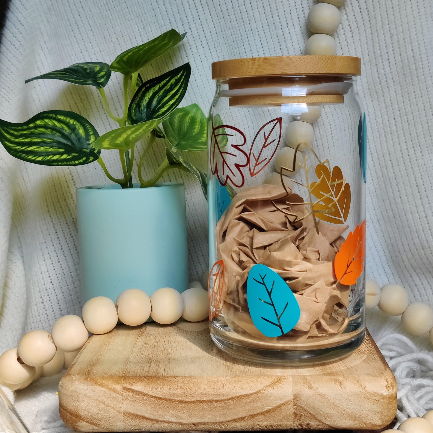 Autumn Leaves Glass Cup