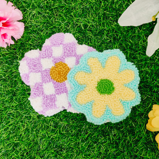 Lavender Checkered Daisy Coaster
