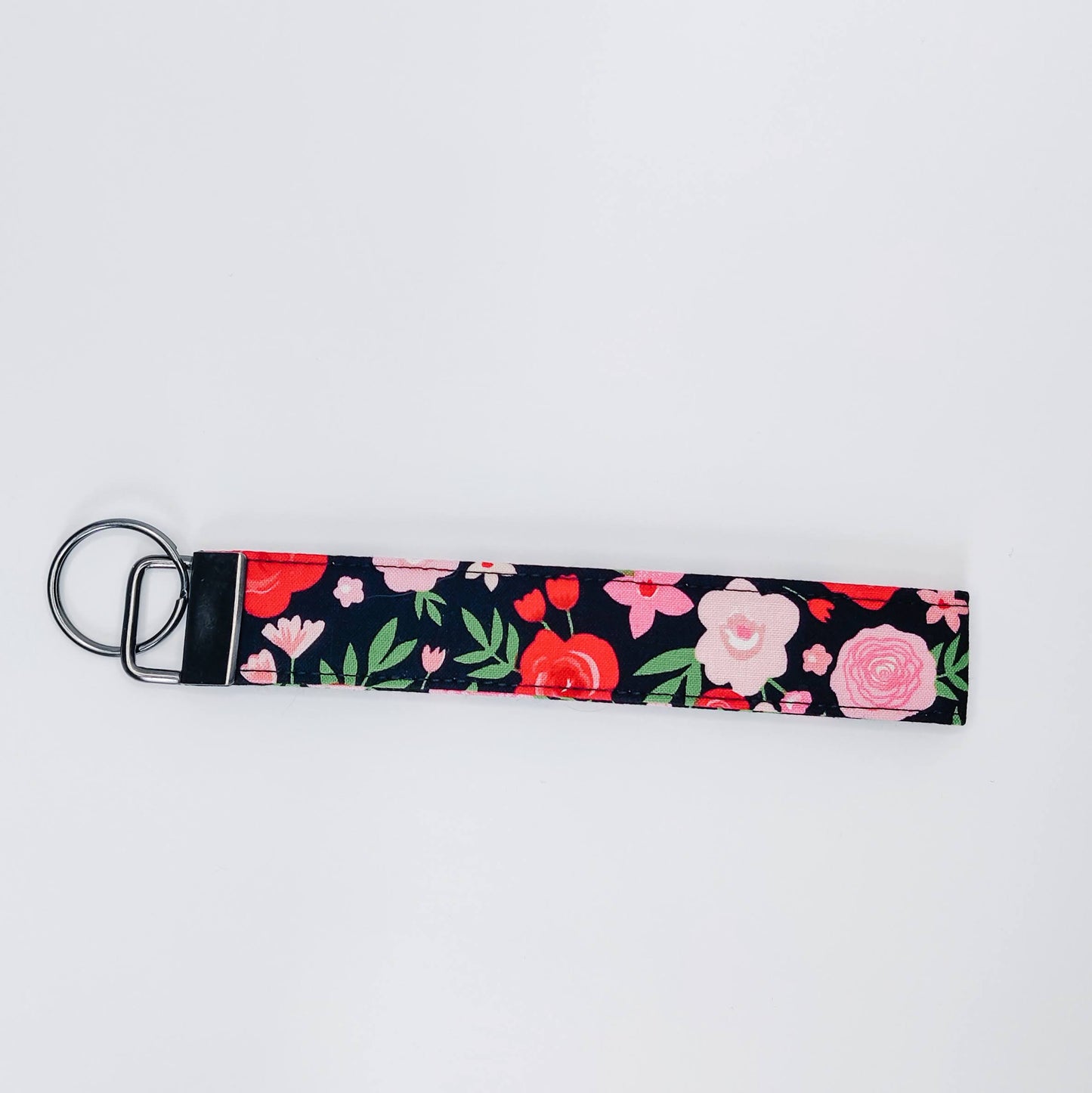 Black Floral Valentine Keychain Wristlet