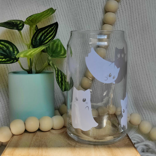 Cat Ghosts Glass Cup