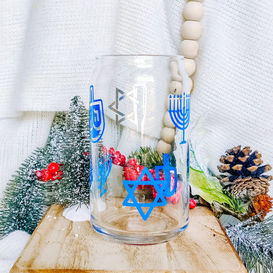 Hanukkah Can Glass Cup