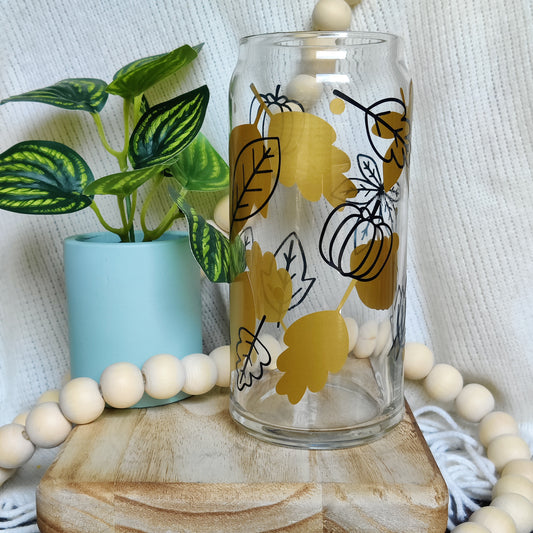 Leaves and Silhouettes Glass Cup