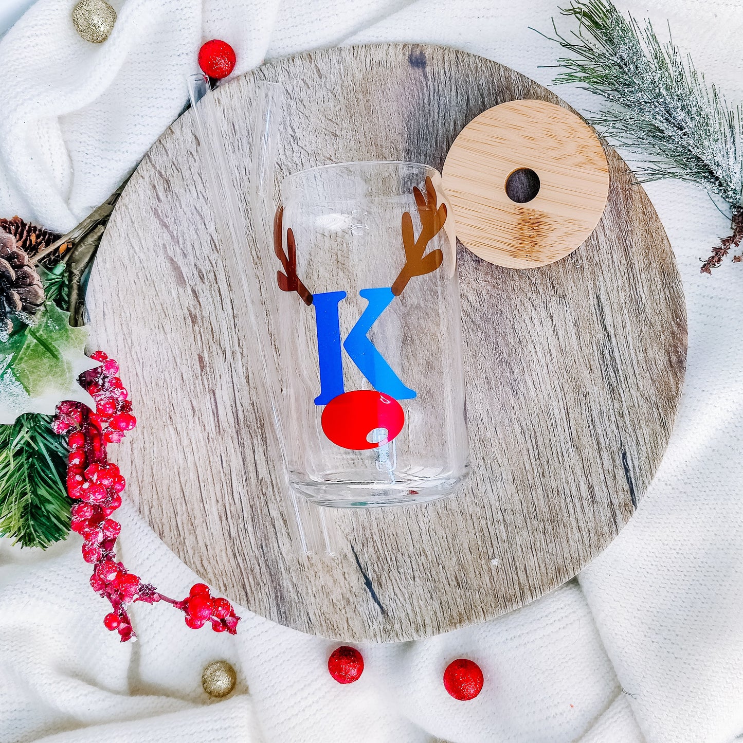 Personalized Letter Deer Can Glass Cup