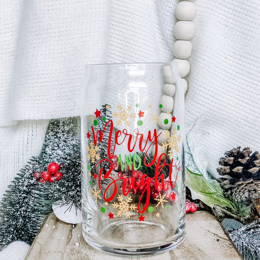 Merry and Bright Can Glass Cup