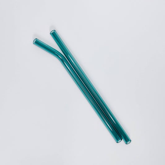 Teal Glass Reusable Straws- Straight/Bent