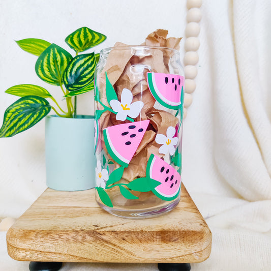 Watermelon Blossom Can Glass Cup