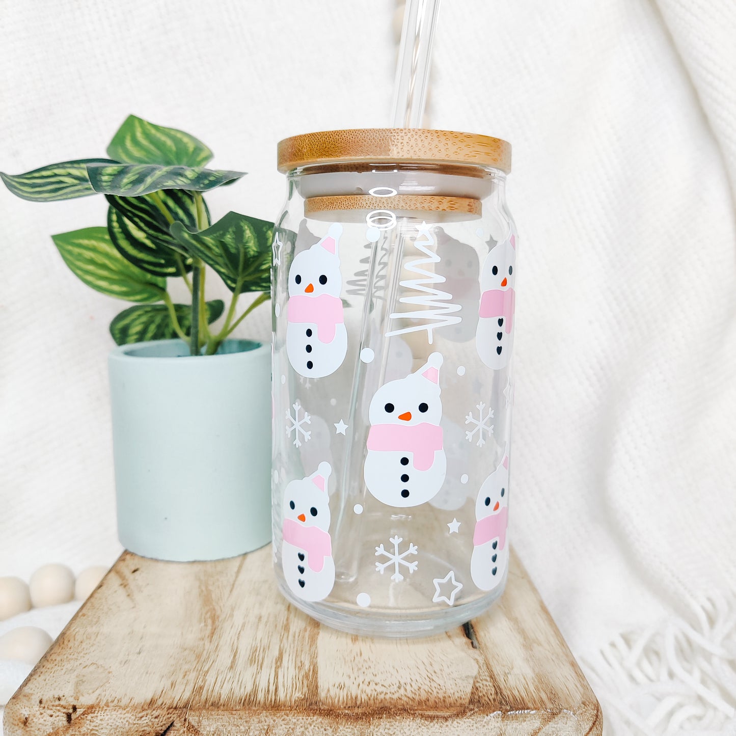 Snowmen Can Glass Cup