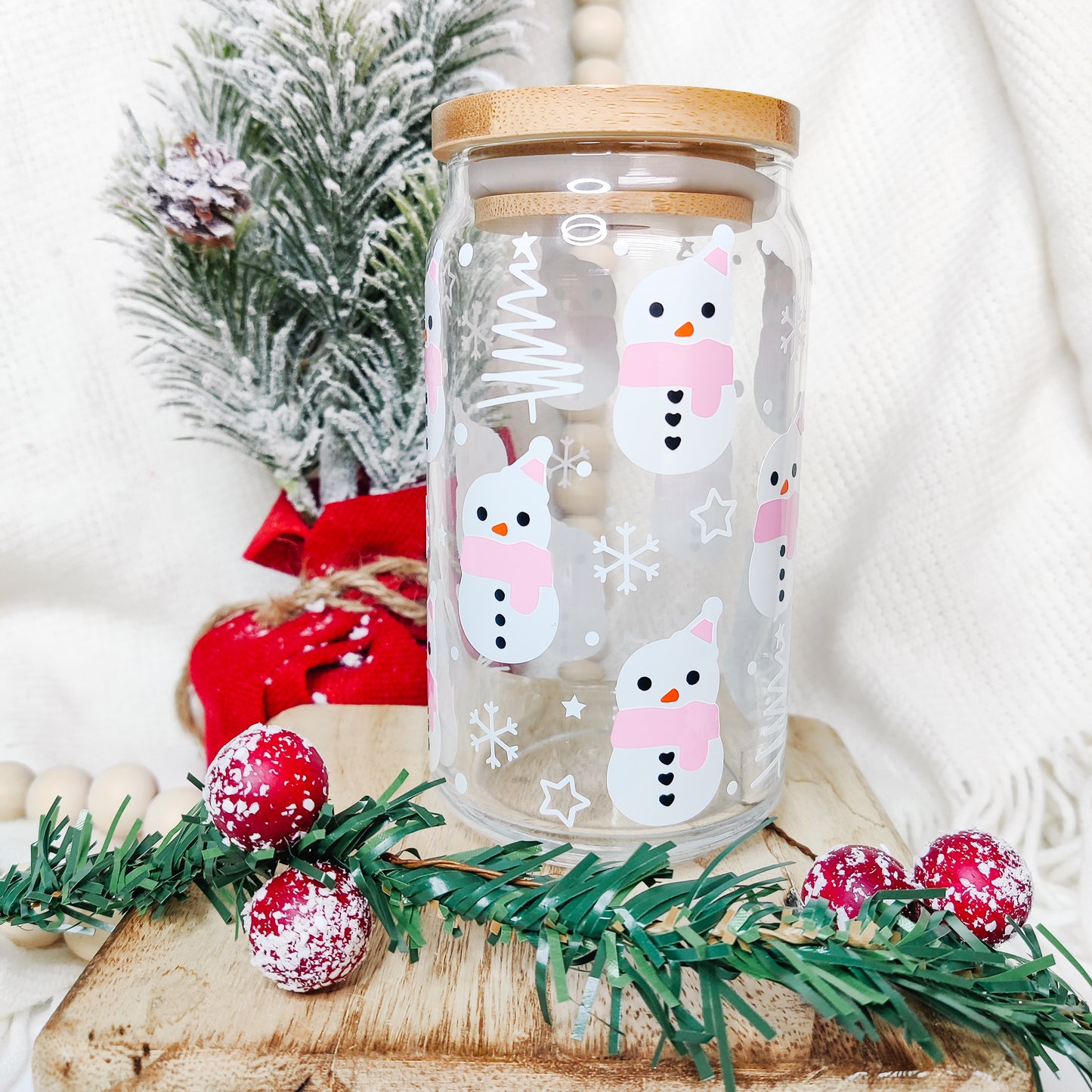 Snowmen Can Glass Cup