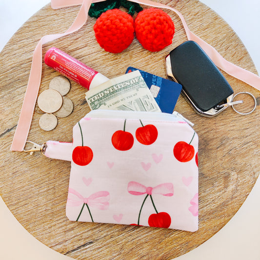 Bows and Cherries Zipper Pouch