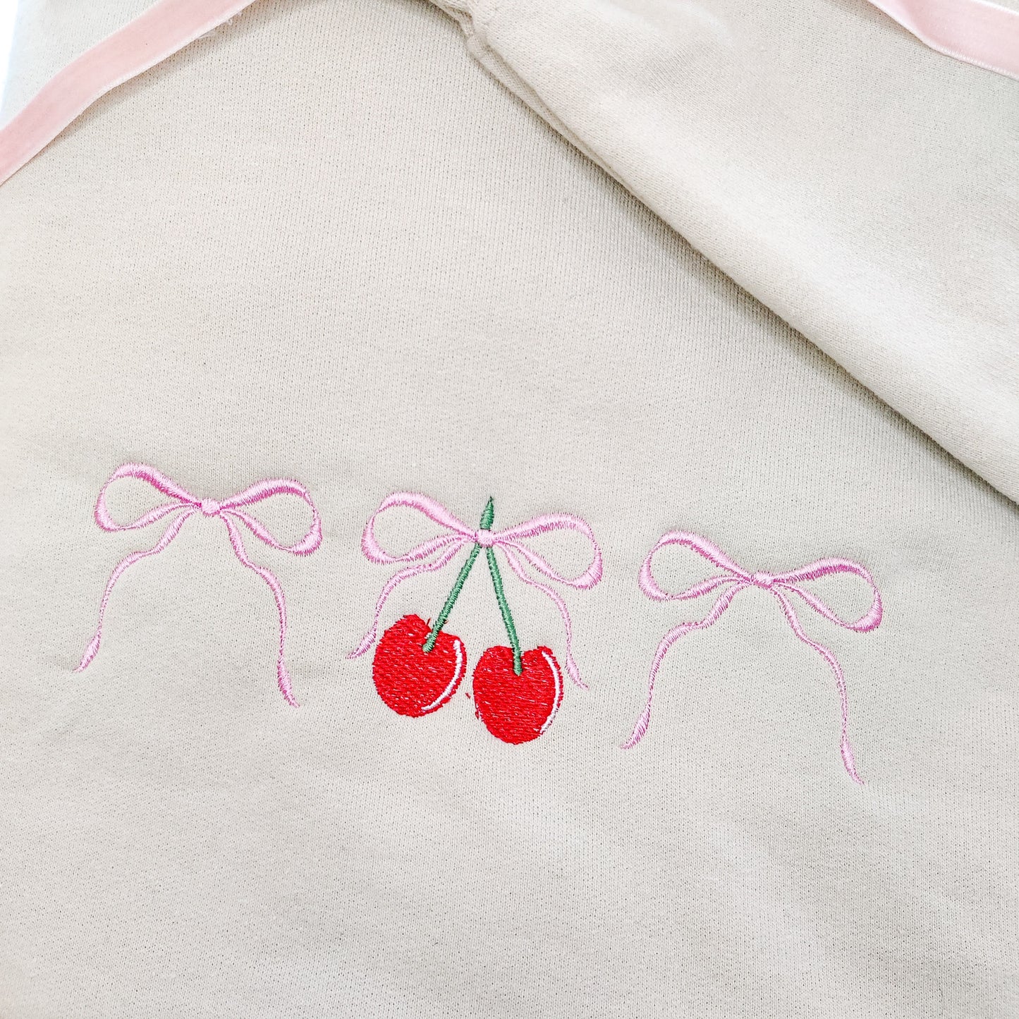 Cherry and Bows Embroidered Sweatshirt