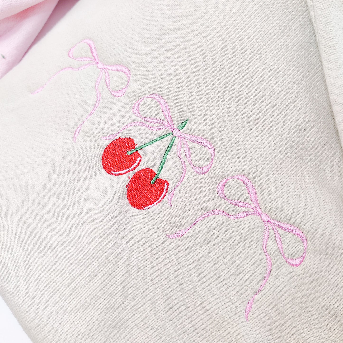 Cherry and Bows Embroidered Sweatshirt