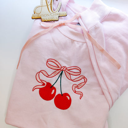 Coquette Cherry Embroidered Sweatshirt