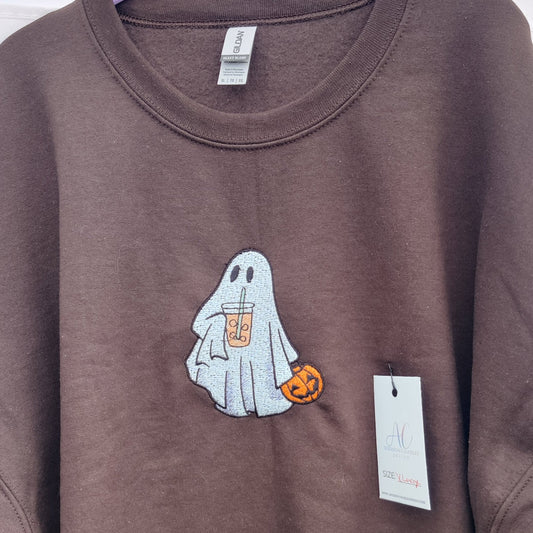 Iced Coffee Ghost Embroidered Sweatshirt