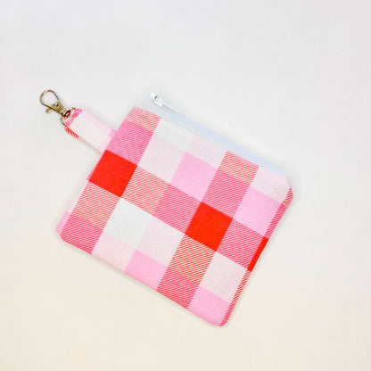 Pink Plaid Zipper Pouch