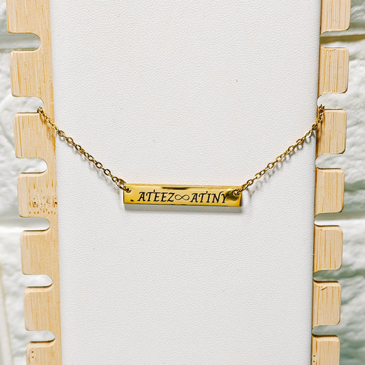 Engraved Ateez Atiny Bar Necklace
