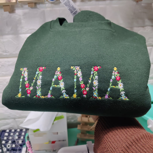 MAMA Floral Embroidered Sweatshirt