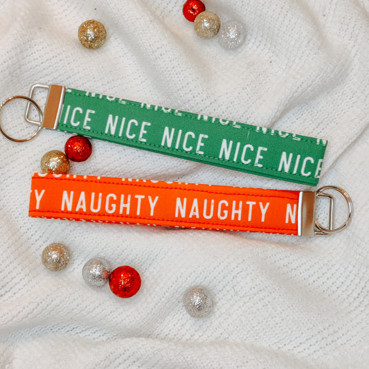 Naughty or Nice keychain Wristlets