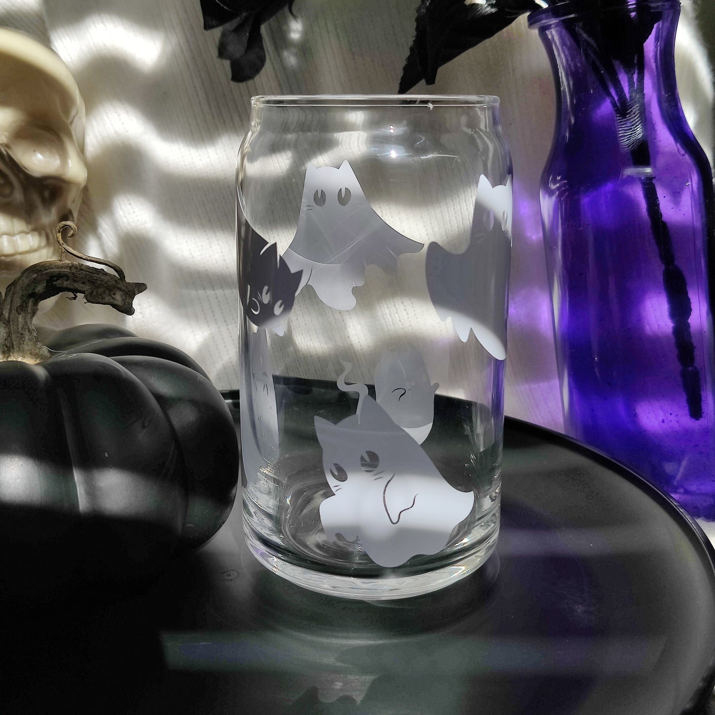 Cat Ghosts Glass Cup